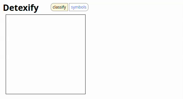 Video showing a how the partial differential symbol ∂ is drawn in a box (badly), and with the tool responding with a list of LaTeX commands after a short wait.