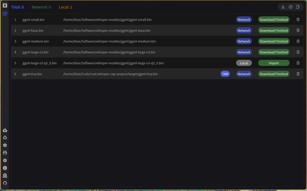 Screenshot of whispercap