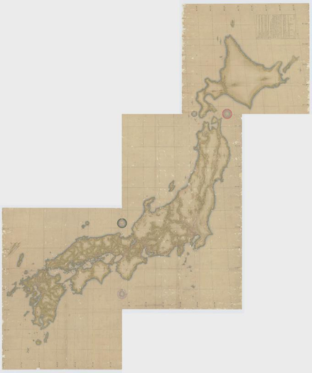 Composición de mapas para completar todas las costas de Japón.