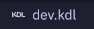 KDL logo next to a file named `dev.kdl`