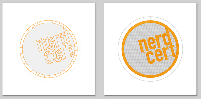 The nerdcert logo as stitching file