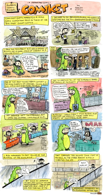 Comic re-telling the time I attended a comic convention in Japan dressed in a Godzilla costume.
