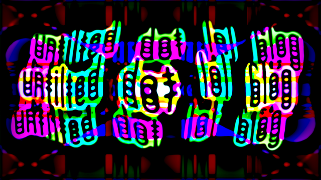 "untilted dot lol blog" warped in rainbow flashing gradients on a dark background.