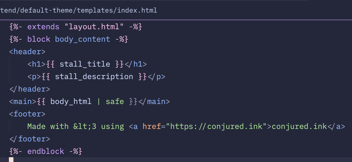Example home page theme, showing off jinja template syntax