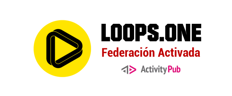 Logo de Loops.one con el fondo blanco y un texto indicando "Federación Activada"