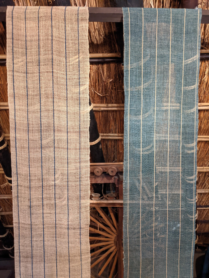 Bolts of indigo dyed material.