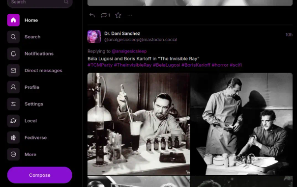 Screenshot of PL-FE front end browsing Mastodon