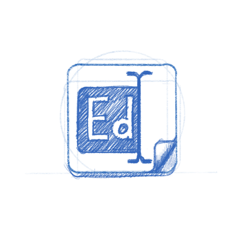 Letters app icon sketch. A text selection with a caret cursor.