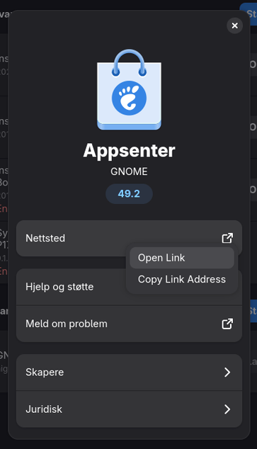 Screenshot of the right click menu in question, showing Open Link and Copy Link Adress