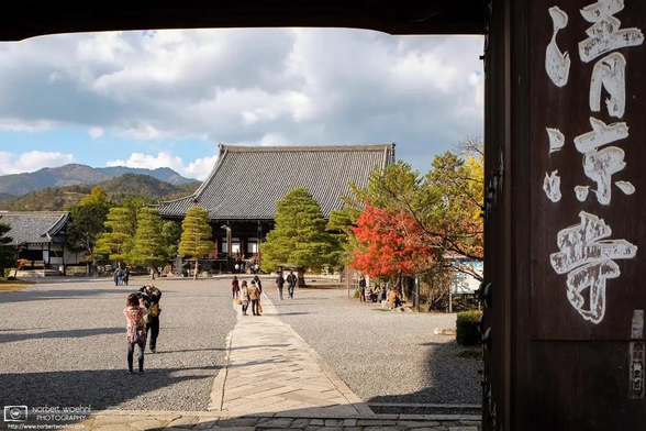 Autumnal colors at Seiryoji Temple in the Sagano area of Kyoto, Japan.