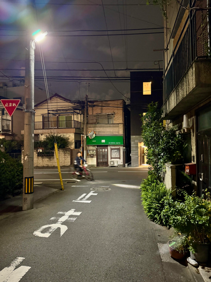 Night photo from a quiet residential backstreet in the Itabashi Ward of Tokyo, Japan