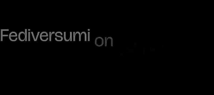 An animation revealing translations of the following text in a few languages:

"Fediverse is a common name for social media sites that cooperate instead of competing."

The text is white on black background, and the word "cooperating" is highlighted in yellow.