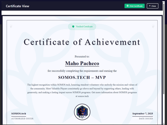 A certificate like a diploma