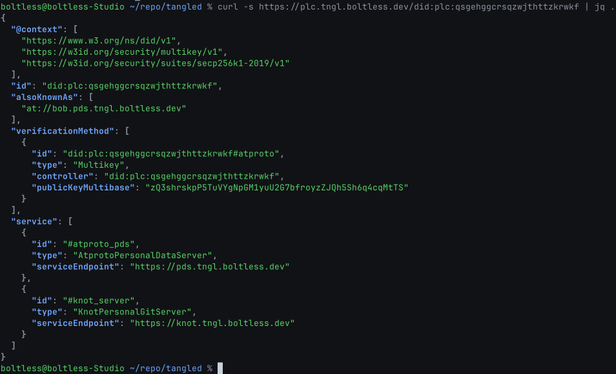 did document with #knot_server service next to #atproto_pds