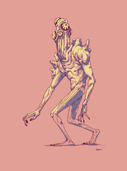 Illustration of a monster with long arms and strange eyes