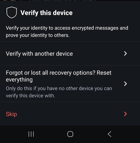 Matrix asking me to verify my device