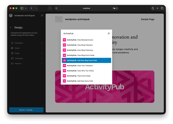 A screenshot of the Command Palette in action.