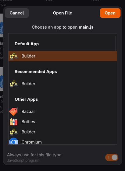 Gnome's open file dialogue