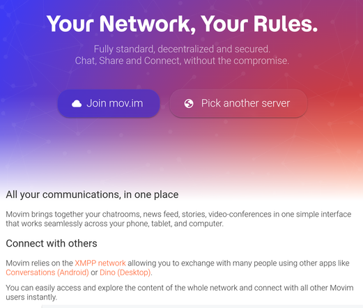 The Movim website screenshot