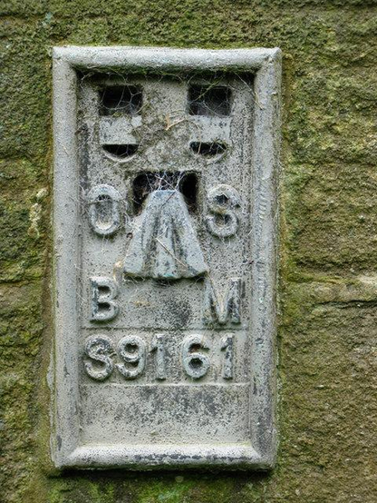 Another non-print example.

This is another form of the symbol. I don't know how common. This one's a pre-cast metal (?) plaque with a serial number set into a wall. The arrow lacks the top bar, but above it, along with the O and S of Ordnance Survey, are some very specific-looking slots. Perhaps the slots accepted some sort of surveying equipment.

Photo by Gary Rogers on geograph. Links can be found in this thread below.