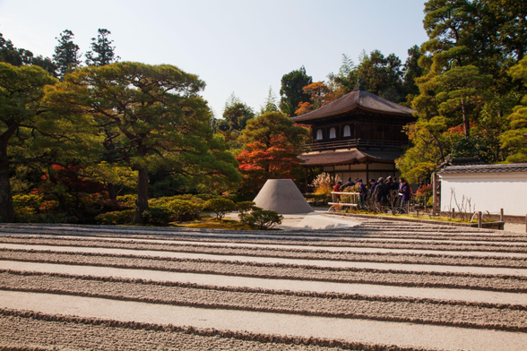 The white terrace and 'cone' of Ginkaku-ji.