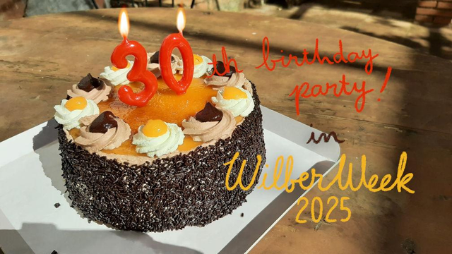 Cake which the GIMP team shared during their last Wilber Week event, for the 30th birthday party of GIMP. Actual 30th birthday is on November 21, 2025 (GIMP was first announced in 1995).

This image was also used for GIMP 3.1.4 (development version).