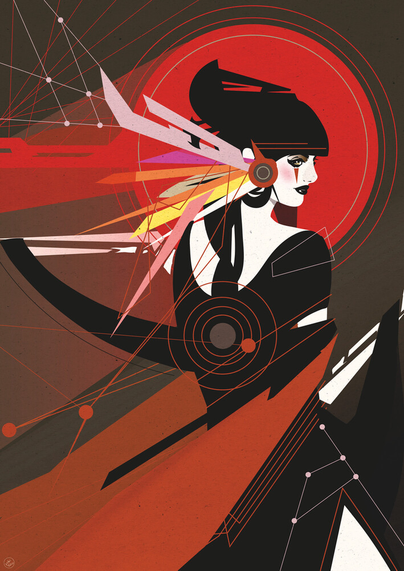 Girl made out of abstract shapes