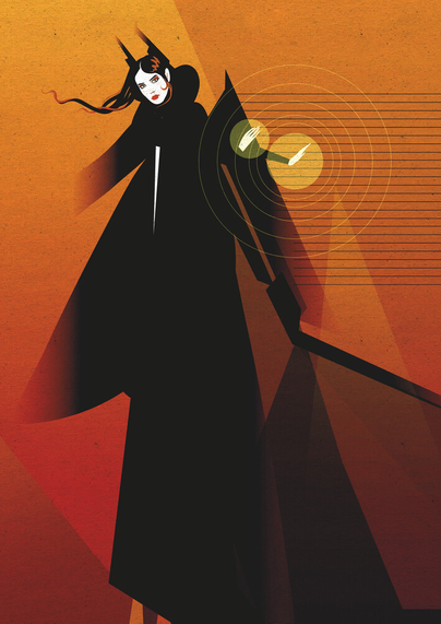 Girl made out of bold shapes and lines