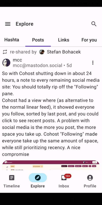 La sezione “explore” con i post in tendenza