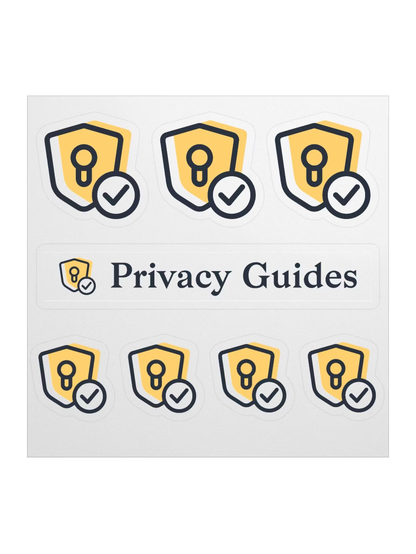 Privacy Guides Logo Sticker Sheet

A sheet of with eight small stickers over a white background, seven with the Privacy Guides logo in black and yellow and one with the logo including the words "Privacy Guides".