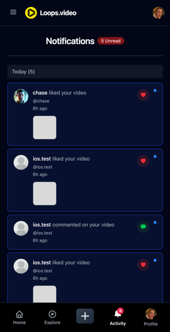 New Loops UI activity feed