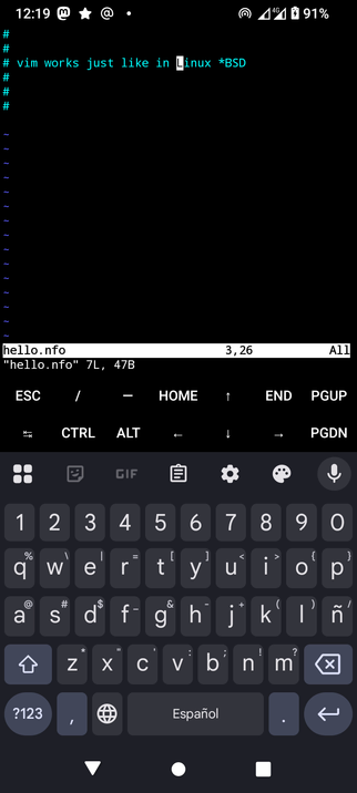 Vim installed working full blast