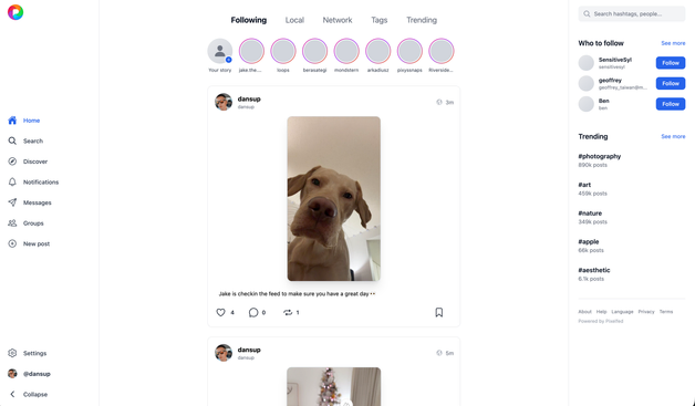 New Pixelfed web user interface
