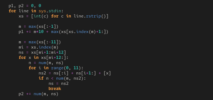 Screenshot of AOC 25 Day 3 solution in Python
