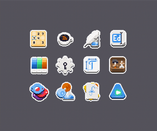 Pixel art variants of recent gnome apps. 