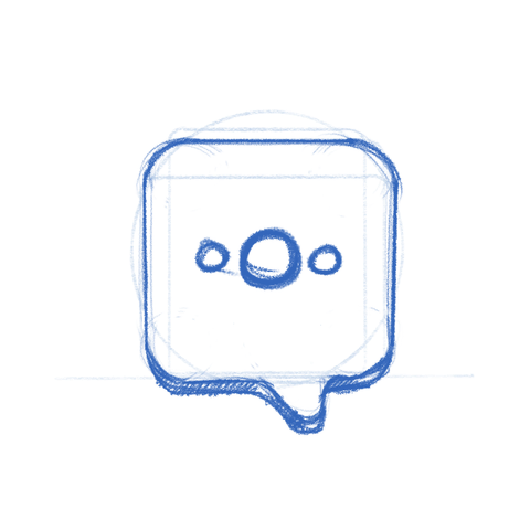 Deer app icon sketch. A chat bubble with nextcloud logo.