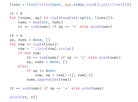 Python solution to day 6 of AOC 25