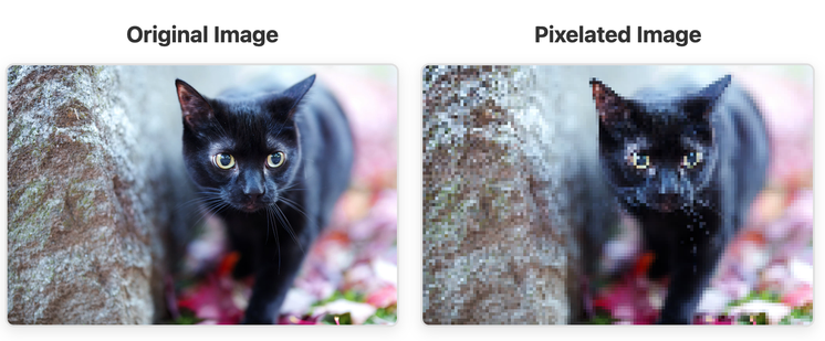 picture of a black cat and a pixelized version next to it