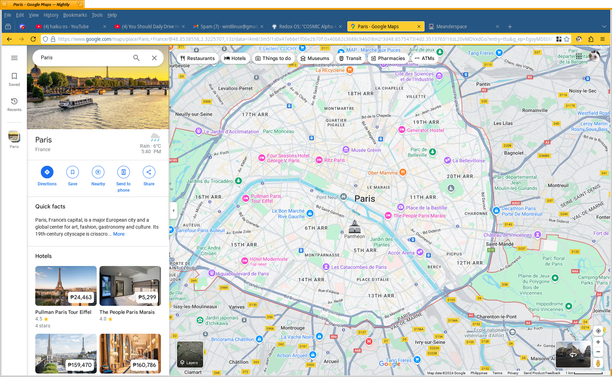IceWeasel on Haiku viewing Google Maps set to Paris