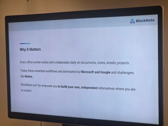 One of the slides of BlockNote and Yjs