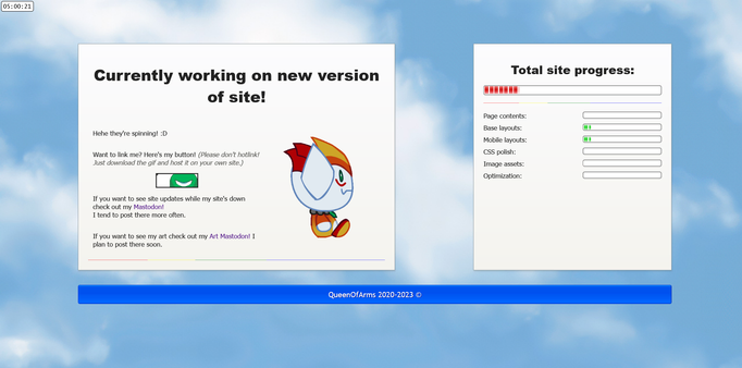 A screenshot of queenofarms.neocities.org's placeholder page. It's styled to look like windows XP.