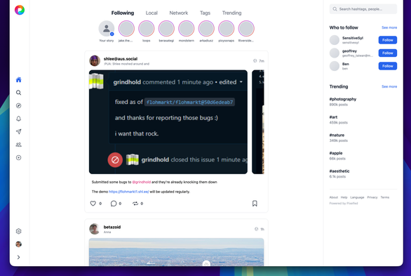 The new Pixelfed webUI