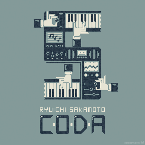 A graphic design style illustration, featuring an S-shaped, electronic music themed illustration, reflecting the "S" of "Sakamoto".