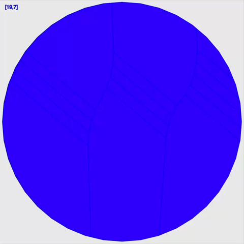 10 variations of colorful Voronoi patterns iteratively created by enumerating a 2D low discrepancy sequence to place more and more points. The resulting cells are colored based on their area (using a color picked from a predefined gradient)