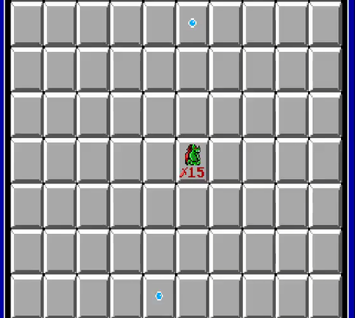 a gif of the game, showing uncovering tiles like in minesweeper with effects for defeating monsters and getting gold