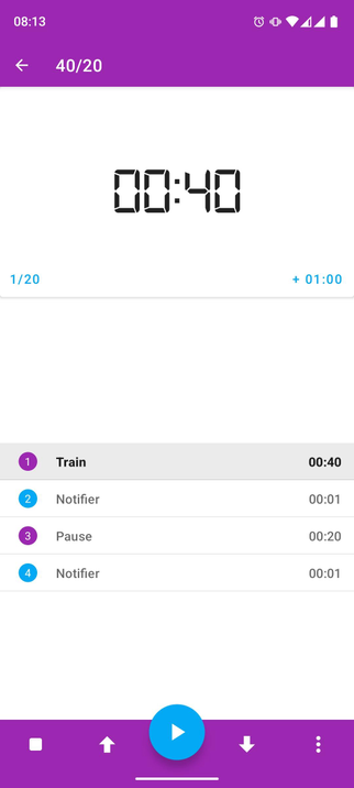 one example with a 40/20 second split