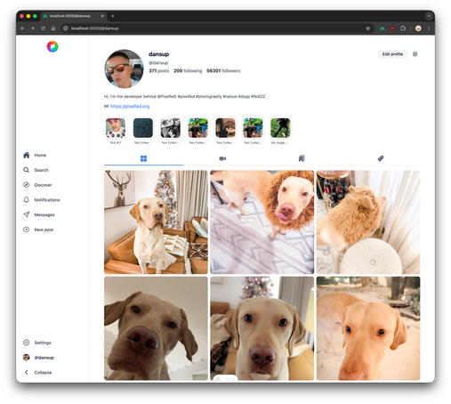 New Pixelfed webUI profile