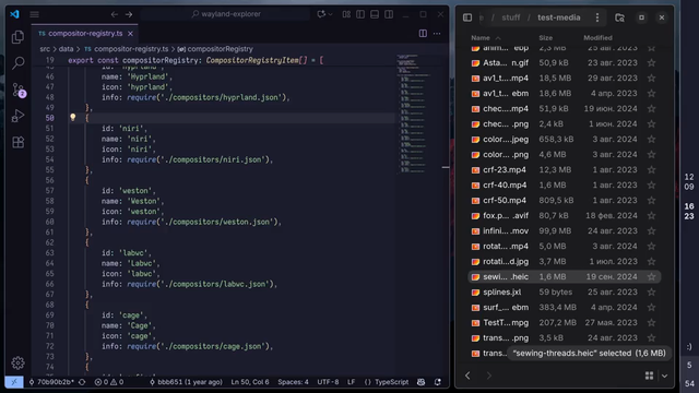 Showcasing window maximize in niri.