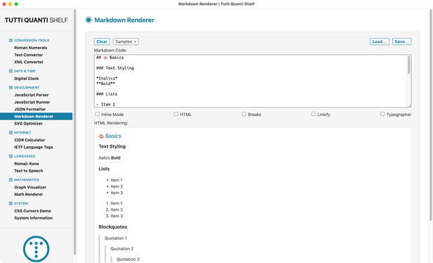 Tutti Quanti Shelf - Markdown Renderer utility screenshot