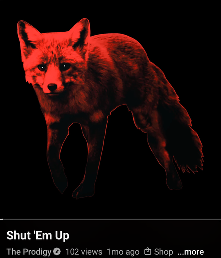 Screenshot of the YouTube page for this song since I don't get YouTube previews anymore. It's a red fox on a black background.